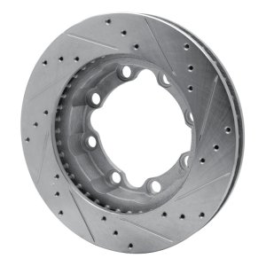 Chevrolet Suburban 1500 Brake Rotor (1) - Front Left - R1 Concepts - Drilled & Slotted - Silver - `88-`00